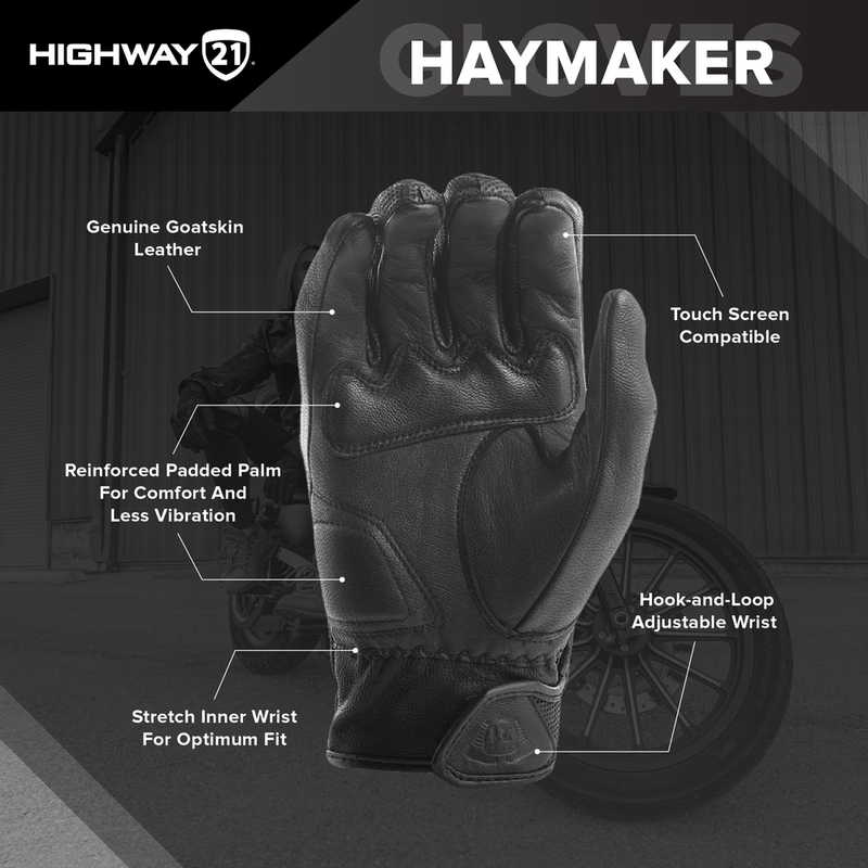 Highway 21 Haymaker Motorcycle Riding Gloves