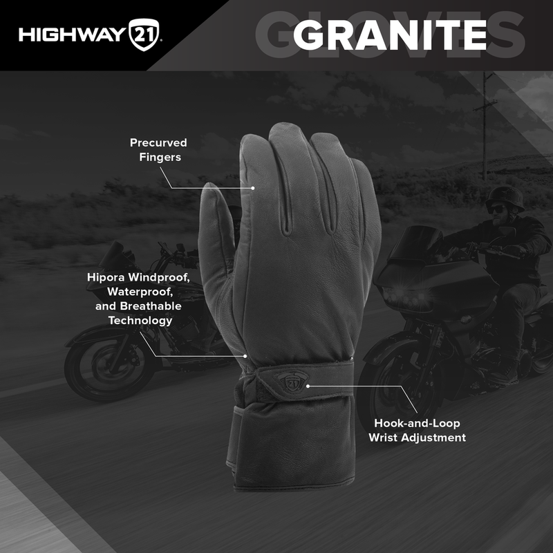 Highway 21 Granite Motorcycle Riding Gloves