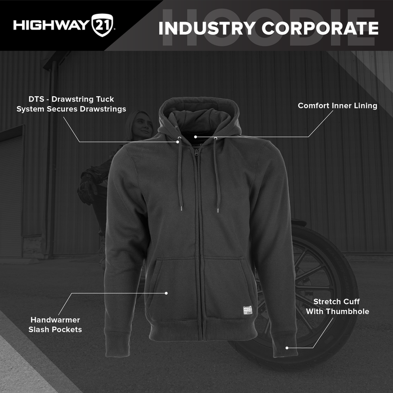 Highway 21 Industry Corporate Motorcycle Riding Hoodie