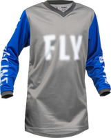 Fly Racing 2023 Youth F-16 Jersey (Grey/Blue, Youth-X-Large)