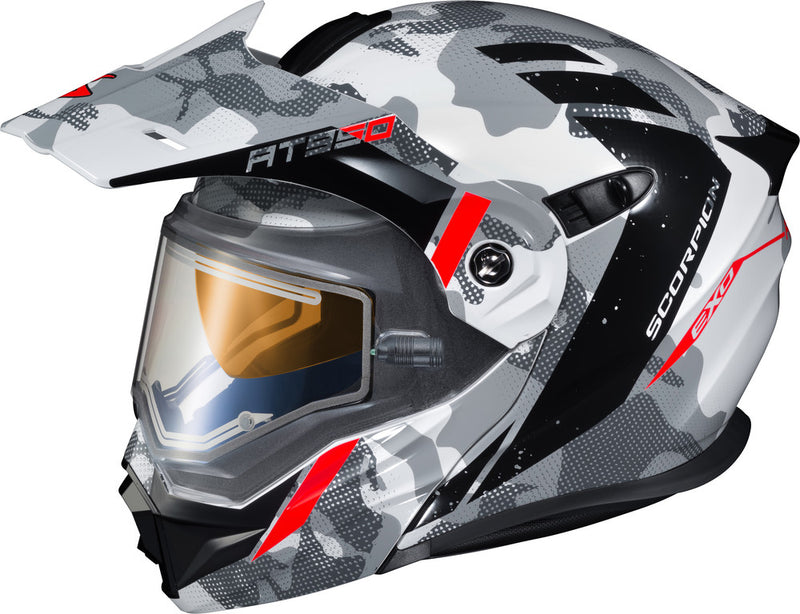 ScorpionEXO AT950 Cold Weather Adventure Modular Helmet With Electric Shield (White/Grey, X-Large)