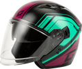 Gmax OF-87 Duke Open Face Helmet (Black/Aqua/Coral)