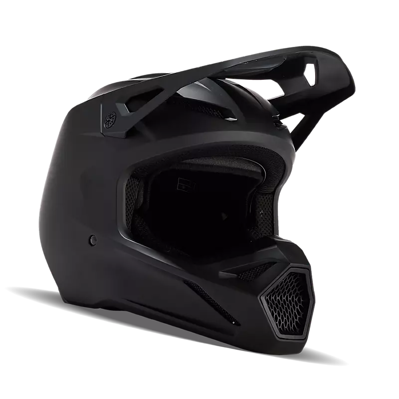 Fox Racing V1 Matte Black Youth Helmet (Matte Black, Youth Large)