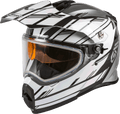 GMAX AT-21S Adventure Dual Lens Shield Snow Helmet (Silver/White/Black, Large)