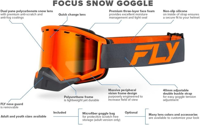 Fly Racing Adult and Youth Focus Snow Goggle