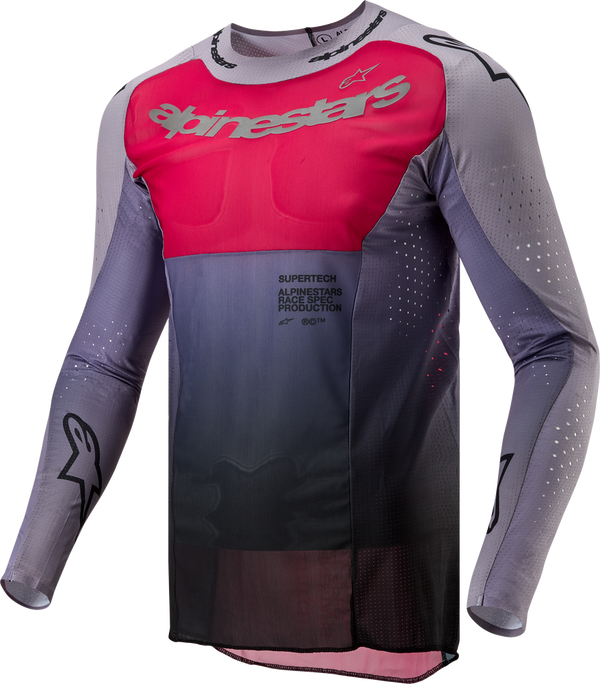 Alpinestars Supertech Dade Iron/Red Berry Men's  Motocross Jersey (Large)