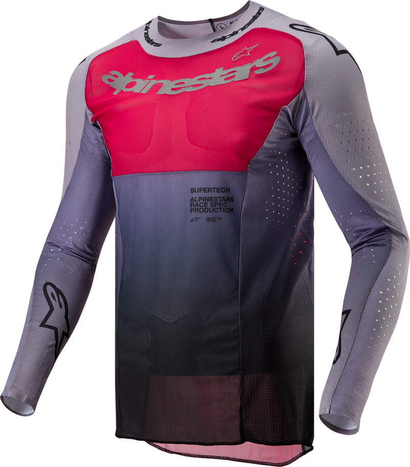 Alpinestars Supertech Dade Iron/Red Berry Men's  Motocross Jersey (Large)