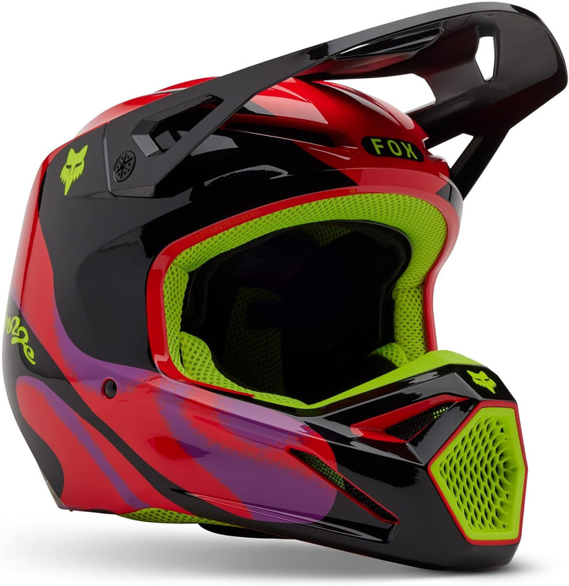 flourecnetn red motorcycle helmets Fox Racing V1 Emotion Helmet (Fluorescent Red, XX-Large)