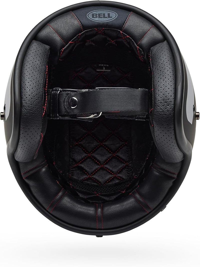 bell 500 motorcycle helmets Bell Custom 500 Riding Helmet – Classic Fiberglass 3/4 Helmet with Quilted Interior & 5-Snap Visor System