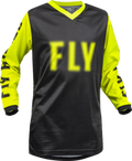 Fly Racing 2023 Youth F-16 Jersey (Black/Hi-Vis, Youth-X-Large)