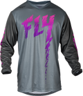 Fly Racing F-16 Youth Jersey (Grey/Charcoal/Pink, Youth Large)