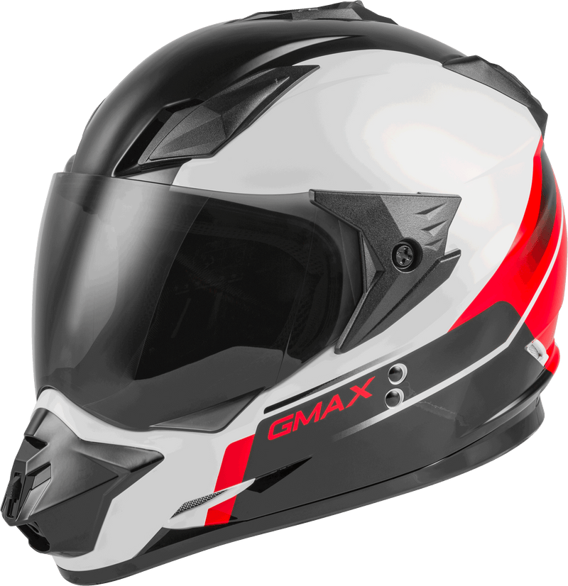 GMAX GM-11 Dual Sport Helmet (Black/White/Red, X-Small)