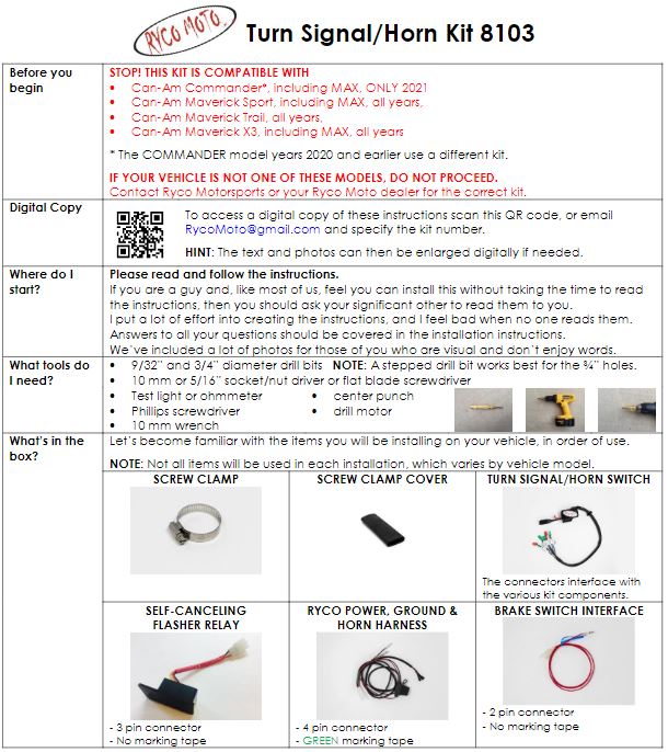 Ryco Moto Street Legal Kits For Can-AM SXS Vehicles