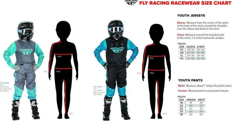 Fly Racing Youth Rayce MTB/BMX Bicycle Gear Set - Pant and Jersey Combo