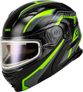 Gmax MD-01S Transistor Snow Helmet with Electric Shield and Rear LED Light  (Black/Grey/Green, XX-Large)