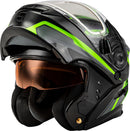 Gmax MD-01S Transistor Snow Helmet with Electric Shield and Rear LED Light  (Black/Grey/Green, XX-Large)