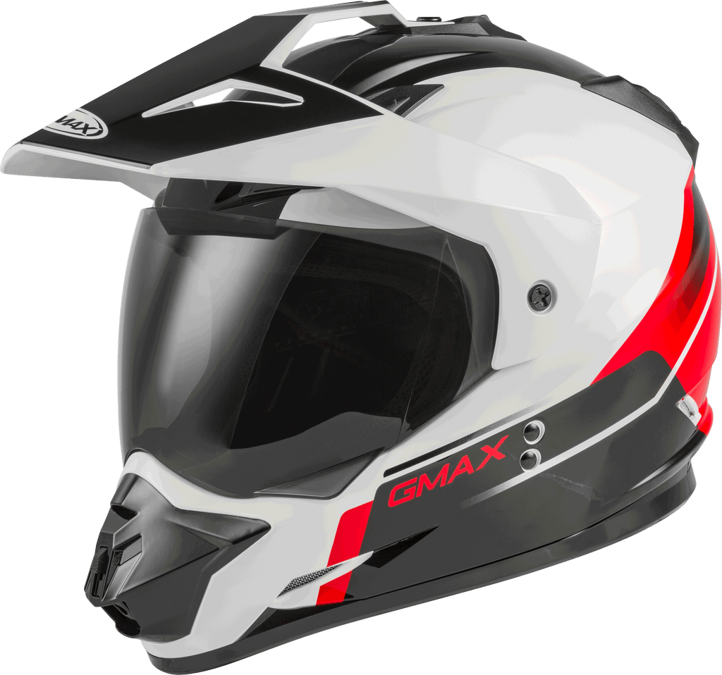 GMAX GM-11 Dual Sport Helmet (Black/White/Red, X-Small)