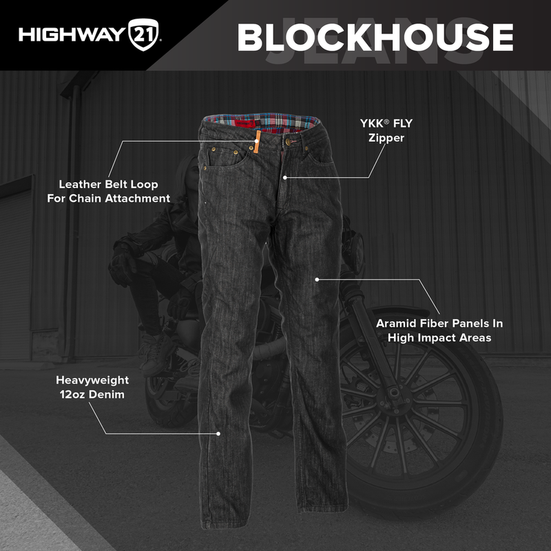 Highway 21 Blockhouse Straight-Leg Motorcycle Riding Jeans
