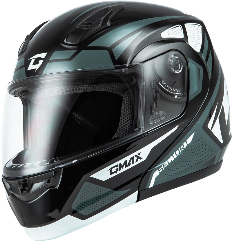 gmax modular motorcycle helmet Gmax MD-04 Sector Helmet - Black/Silver