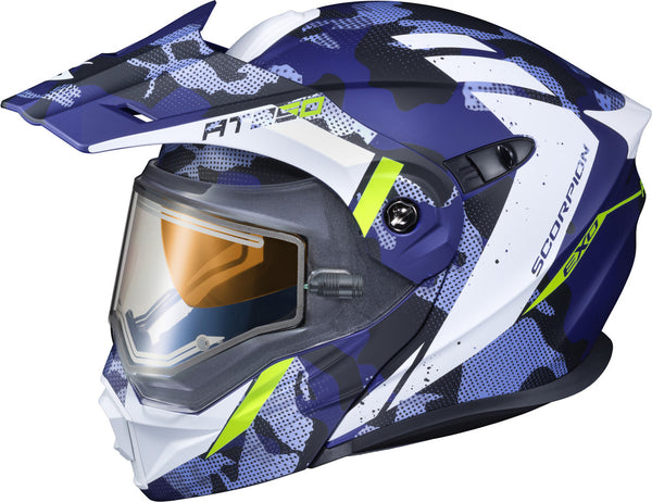 ScorpionEXO AT950 Cold Weather Adventure Modular Helmet With Electric Shield (Matte Blue, X-Large)