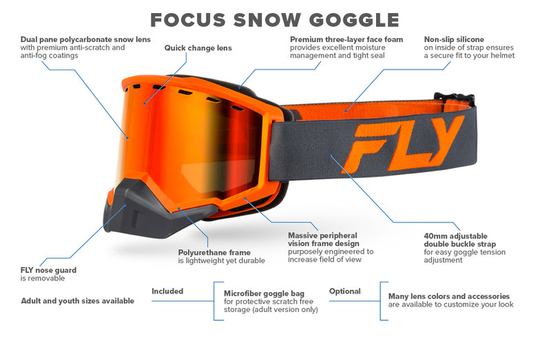 Fly Racing Adult and Youth Focus Snow Goggle