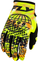 Fly Racing Kinetic Blur Gloves (White/Hi-Vis/Orange, Large)