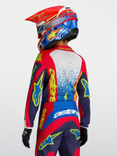 Alpinestars Youth Fluid Drag Jersey (Blue Navy Fire Red White, Large)