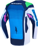 Alpinestars Youth Supertech Maven Jersey (White Blithe Blue Green Fluo, L)