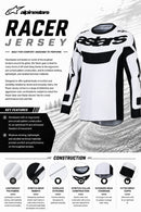 Alpinestars Racer Graphite Motocross Jersey (Black Gray, Large)