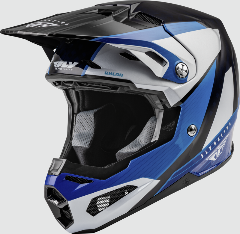 Fly Racing Youth Formula Carbon Prime Helmet (Blue/White/Blue Carbon, Youth Large)
