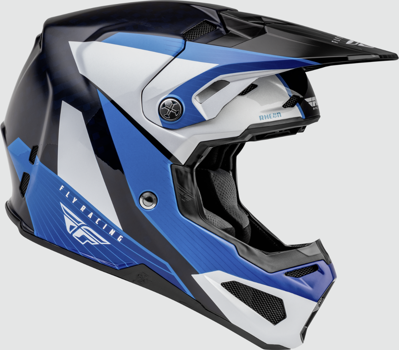 Fly Racing Youth Formula Carbon Prime Helmet (Blue/White/Blue Carbon, Youth Large)