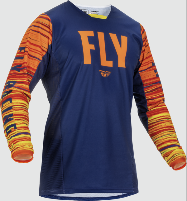 Fly Racing 2022 Adult Kinetic Wave Jersey (Navy/Orange, Small)