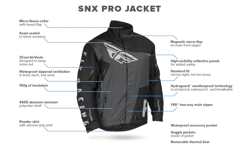 Fly Racing SNX Pro Snow Jacket (Black, Small)