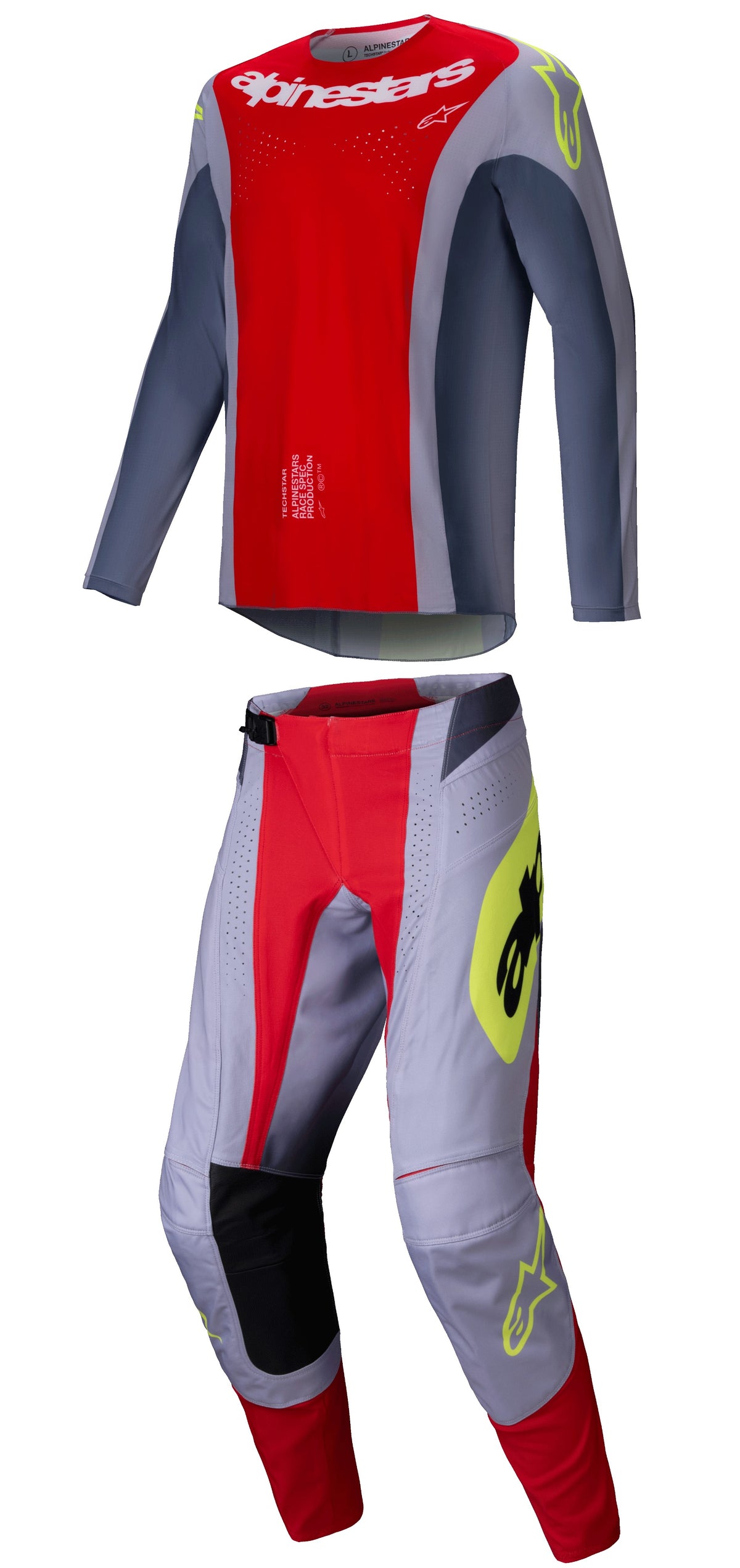 Motocross Gear Set | Alpinestars | 2025 Techstar Melt | Red, Jersey S–XXL, Pants 28–40, Textile/Leather
