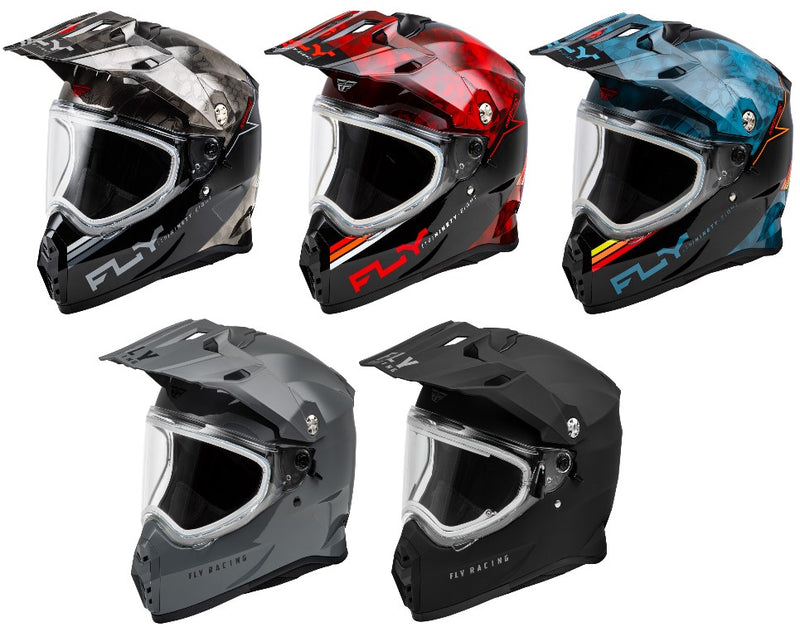 fly white motorcycle helmet Fly Racing Trekker Cold Weather Snow ATV Off-Road Motorcycle Helmet