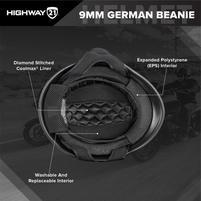 Highway 21 9MM German Beanie Motorcycle Riding Helmet