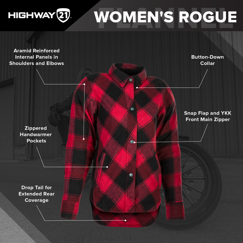 Highway 21 Women's Rogue Motorcycle Riding Flannel