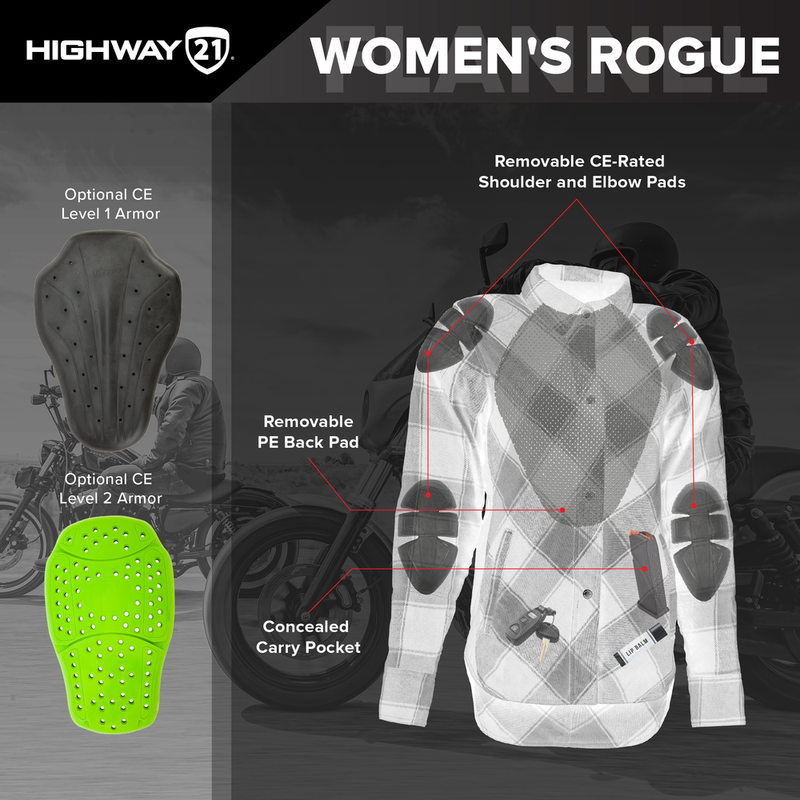Highway 21 Women's Rogue Motorcycle Riding Flannel