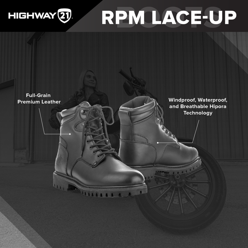 Highway 21 RPM Lace-Up Leather Motorcycle Riding Boots