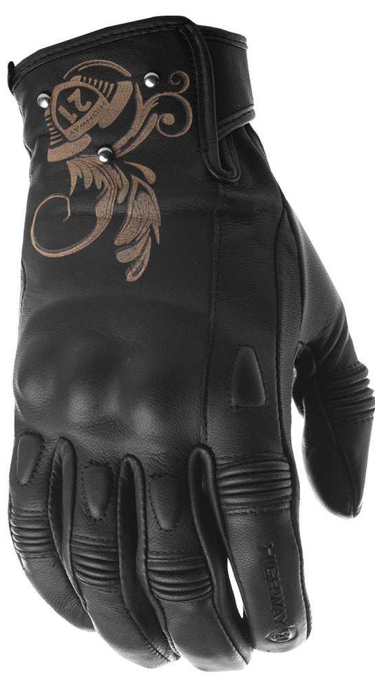 Highway 21 Women's Black Ivy Motorcycle Riding Gloves