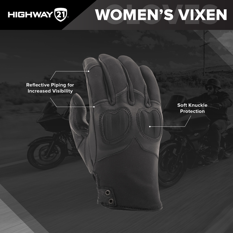 Highway 21 Women's Vixen Motorcycle Riding Gloves