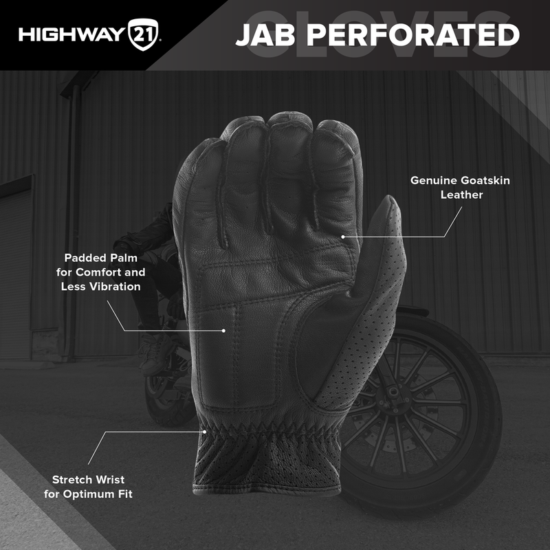 Highway 21 Jab Full Perforated Motorcycle Riding Gloves